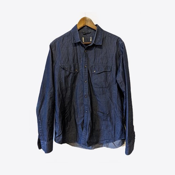 Snap button front pocket denim shirt - Sz M - Picture 1 of 8